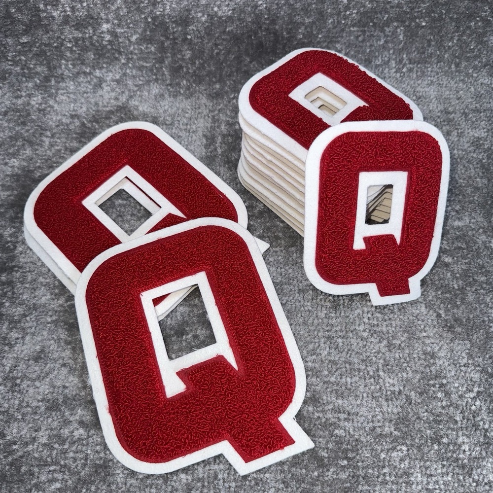Letter Q Chenille Stitch Varsity Letterman Jacket Patch 12 Small 3 Large Sew On